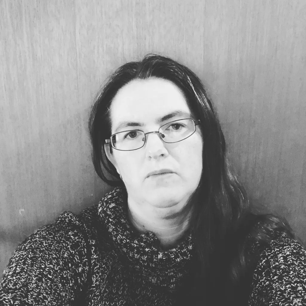 black & white image of Caroline (aka Nightwolf)