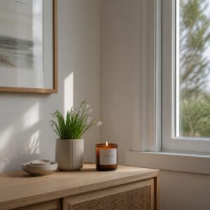 Calm, decluttered home corner ready for the arrival of spring